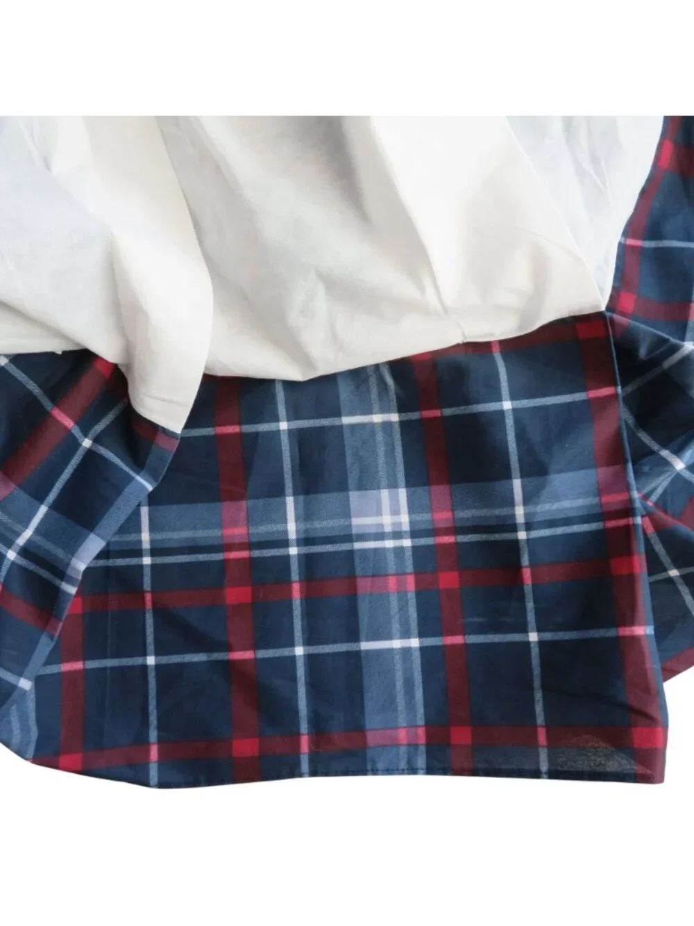 Vintage Springs King Size Plaid Bed Skirt Red Navy 13